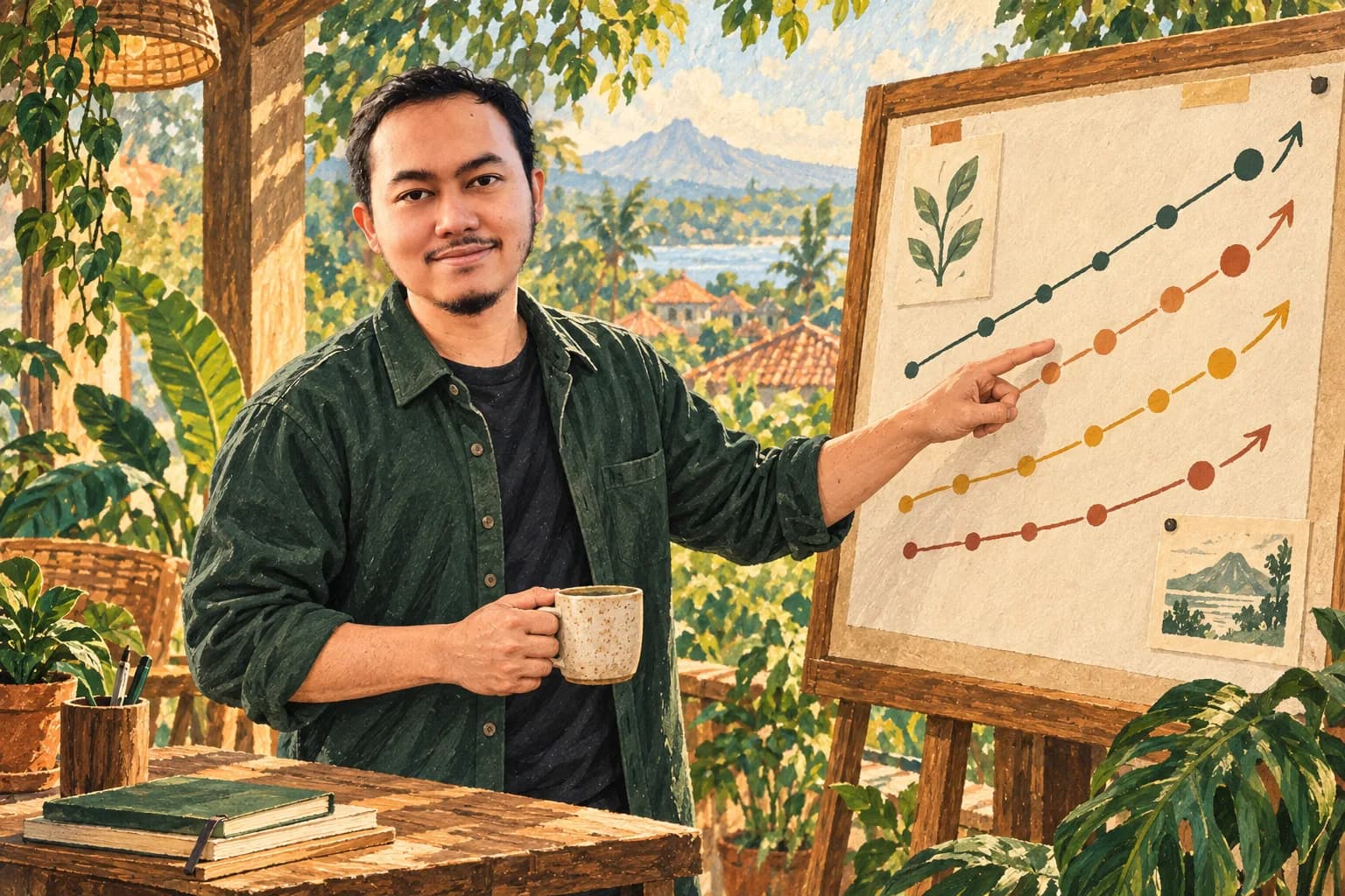 Ilustrasi Khairun Rizki menjelaskan pengukuran pertumbuhan.