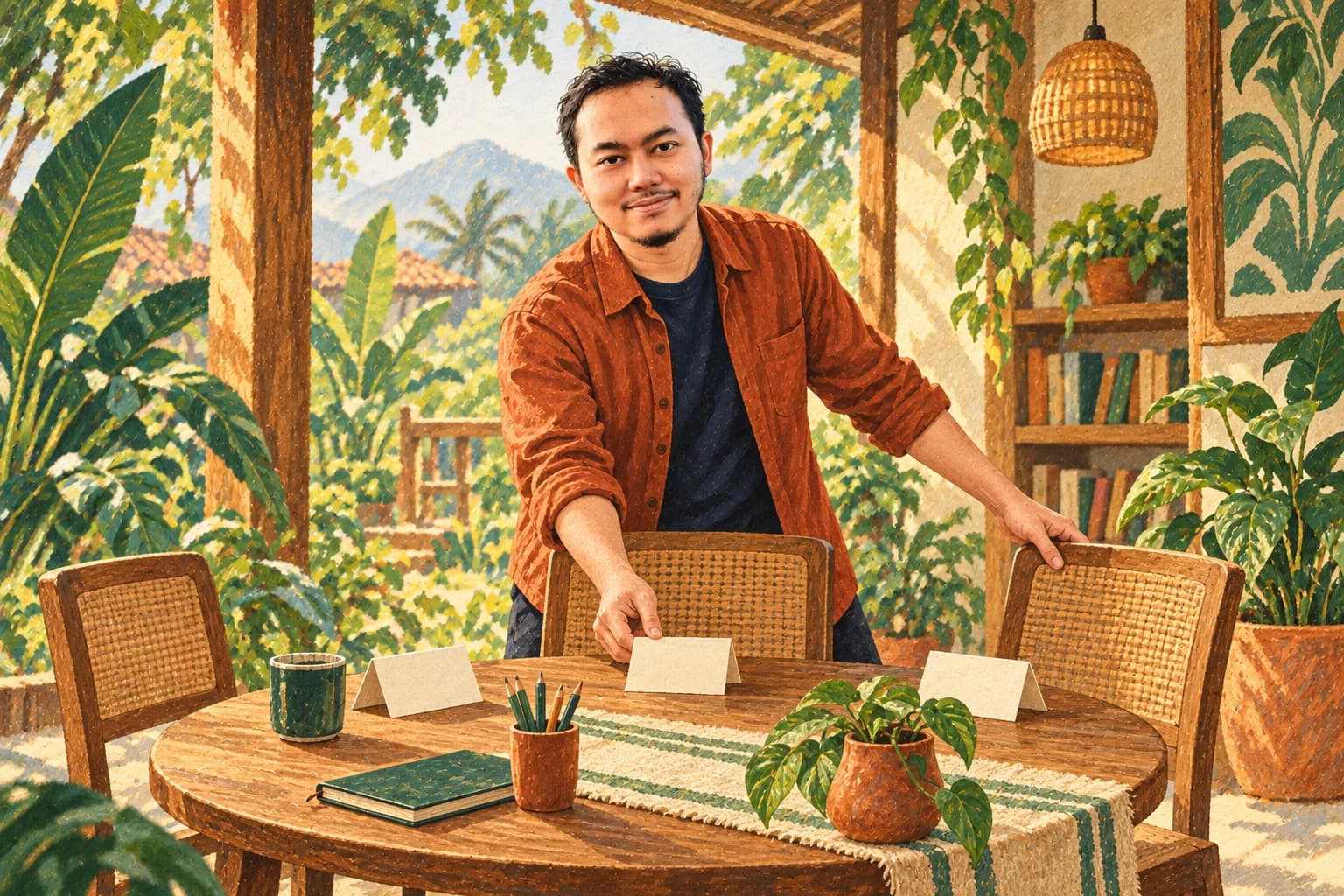 Ilustrasi Khairun Rizki menyiapkan diskusi tim pendiri.